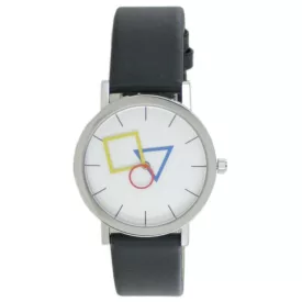   Aristo Bauhaus Unisex férfi női óra nemesacél 4D85IS bőr fekete