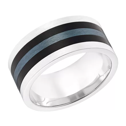 s.Oliver ékszer férfi gyűrű nemesacél ezüst IP fekete 203151 64 (20.3 mm Ø)