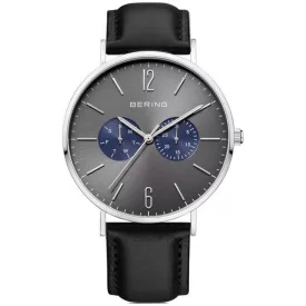   Bering Unisex férfi női óra karóra Ultra vékony - 14240-803 bőr fekete