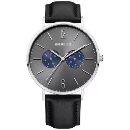 Bering Unisex férfi női óra karóra Ultra vékony - 14240-803 bőr fekete