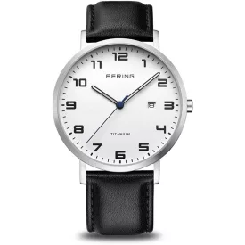 Bering férfi óra karóra Titanium - 18640-404 bőr