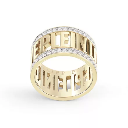 Philipp Plein Női gyűrű nemesacél arany LETTERING PP Font PJ1AA08R 54 (17.2 mm Ø)