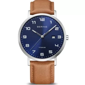 Bering férfi óra karóra Titanium - 18640-567 bőr