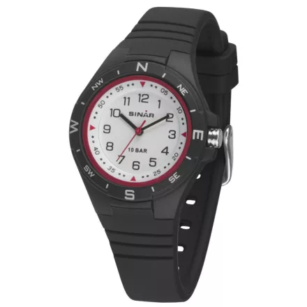 SINAR Jugenduhr óra karóra analóg Unisex férfi női XB-23-1 fekete Rot