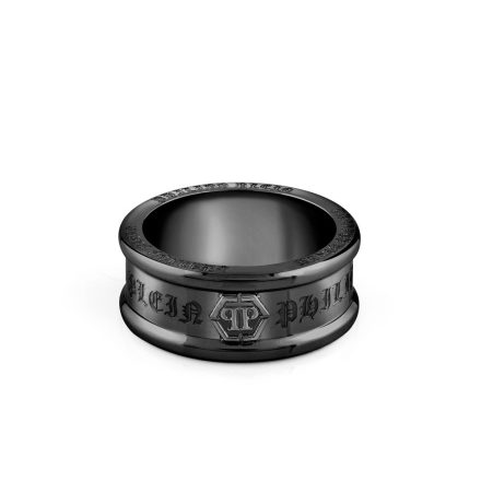 Philipp Plein férfi gyűrű nemesacél IP fekete GOTHIC nap PJTEA06R 60 (19.1 mm Ø)