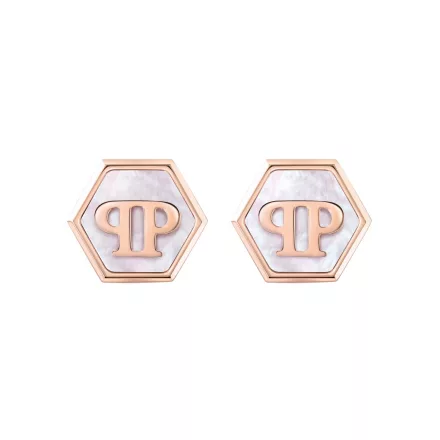 Philipp Plein Női fülbevaló ékszer nemesacél IP rózsa arany MINI LOGO PJ2EA13EU