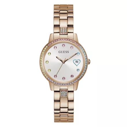 Guess Női óra karóra három OF HEARTS GW0657L3 nemesacél rosegold
