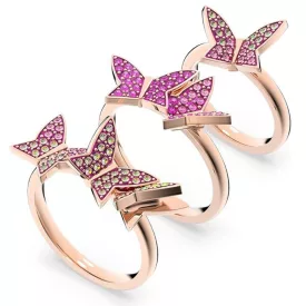   Swarovski Női gyűrű szett nemesacél Roségold kristály MP-Lilia pillangó 55 (17.5 mm Ø)