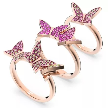 Swarovski Női gyűrű szett nemesacél Roségold kristály MP-Lilia pillangó 55 (17.5 mm Ø)