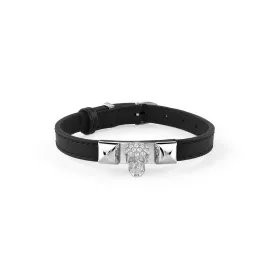   Philipp Plein Unisex férfi női karkötő bőr nemesacél ezüst ENIGMA PJOEA01BU