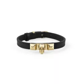   Philipp Plein Unisex férfi női karkötő bőr nemesacél IP arany ENIGMA PJOEA03BU
