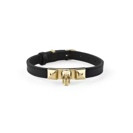 Philipp Plein Unisex férfi női karkötő bőr nemesacél IP arany ENIGMA PJOEA03BU