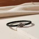 Philipp Plein férfi karkötő bőr nemesacél IP Gun ENIGMA S PJOEA06BS