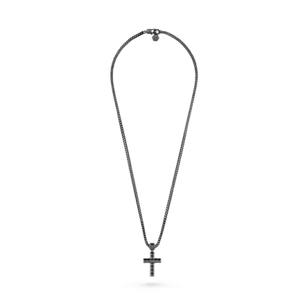 Philipp Plein férfi Lánc nyaklánc ékszer nemesacél IP fekete CRUCIFIX PJ5GA04NU