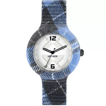 Hip Hop óra Silikonuhr Tartan nagyméretű HWU0378 dundee kék