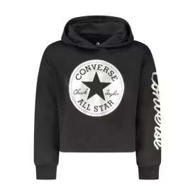 Converse lányka cipzáras kapucnis pulóver, fekete