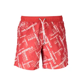   KARL LAGERFELD Fürdőruha Férfi Fürdőnadrág Rövidnadrág Short PIROS