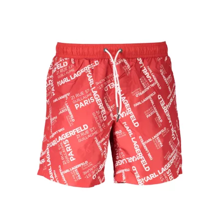 KARL LAGERFELD Fürdőruha Férfi Fürdőnadrág Rövidnadrág Short PIROS