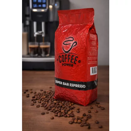 Coffe Power Super Bar Espresso, olasz, sötétebb pörkölésű szemes kávé. 1kg