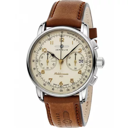 Zeppelin 9670-5 MÃ©diterranÃ©e Kronográf Óra 42mm 5ATM karóra