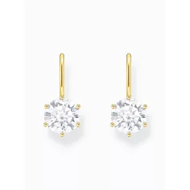   Thomas Sabo H2287-414-14 arany-bevonatú dangle fülbevaló ékszer w. nagyméretű fehér cirkónia  fülbevaló