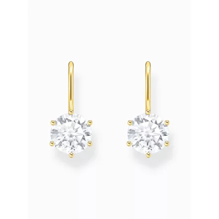 Thomas Sabo H2287-414-14 arany-bevonatú dangle fülbevaló ékszer w. nagyméretű fehér cirkónia  fülbevaló