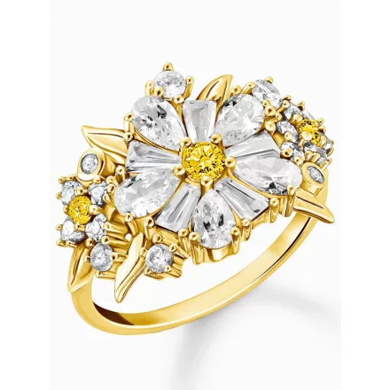 Thomas Sabo TR2335-414-4-54 Cocktailring flower  Kövek arany bevonatú női gyűrű