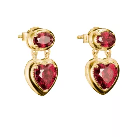   Thomas Sabo H2340-414-10 pötty fülbevaló ékszer szív garnet piros Elyndra arany-bevonatú 18,0 mm női fülbevaló