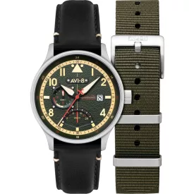   AVI-8 AV-4101-0A férfi óra karóra Hawker Hurricane McKellar Dual idő 44mm 5ATM karóra
