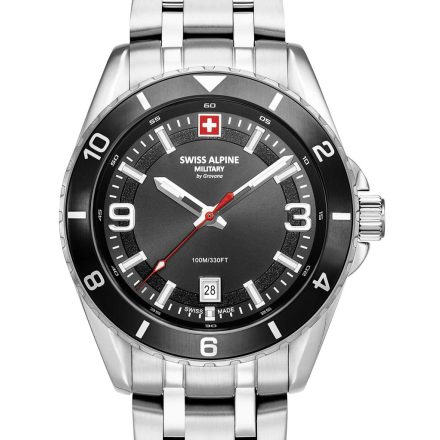 Swiss Alpine Military 7034.1137 férfi óra karóra Sierra ezüst fekete 42mm 10ATM