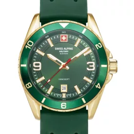   Swiss Alpine Military 7034.1814 férfi óra karóra Sierra arany zöld 42mm 10ATM karóra