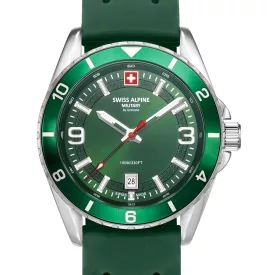   Swiss Alpine Military 7034.1834 férfi óra karóra Sierra ezüst zöld 42mm 10ATM karóra