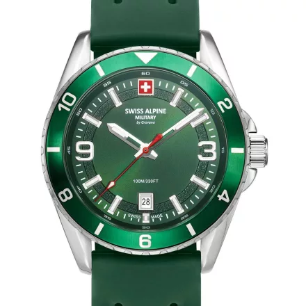 Swiss Alpine Military 7034.1834 férfi óra karóra Sierra ezüst zöld 42mm 10ATM karóra