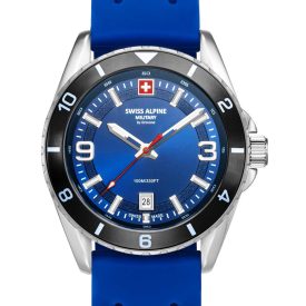   Swiss Alpine Military 7034.1836 férfi óra karóra Sierra ezüst kék 42mm 10ATM karóra