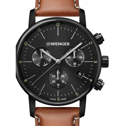 Wenger 01.1743.115 Urban klasszikus Kronográf Óra 44mm 10ATM karóra