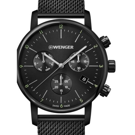 Wenger 01.1743.116 Urban klasszikus Kronográf Óra 44mm 10ATM karóra