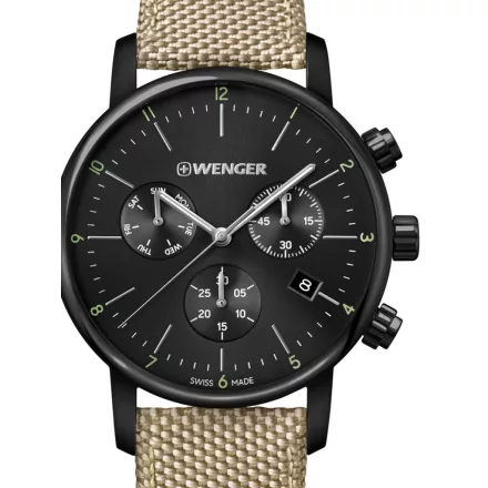 Wenger 01.1743.117 Urban klasszikus Kronográf Óra 44mm 10ATM karóra