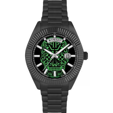 Philipp Plein PWPNA0724 férfi óra karóra Rock Couture nap-dátum 42mm 5ATM karóra