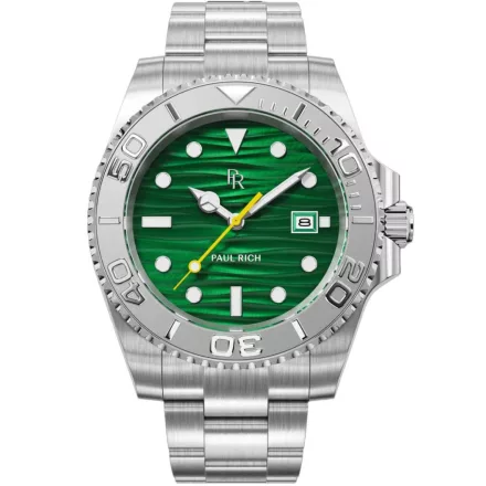 Paul Rich PR-46707 férfi óra karóra köves Bay smaragd Isle ezüst zöld 40mm 5ATM  karóra