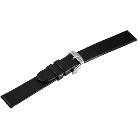 Antiallergén valódi bőr óraszíj, fekete, 16 mm