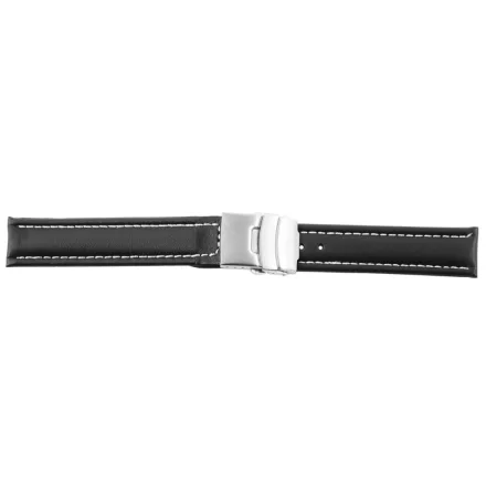 Steinmeister fekete bőrszíj fehér varrással, 16 mm