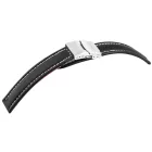 Steinmeister fekete bőrszíj fehér varrással, 16 mm