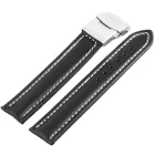 Steinmeister fekete bőrszíj fehér varrással, 16 mm