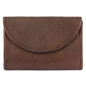   Excellanc mini pénztárca valódi bőrből, barna Druckknopfverschluss 3020004-004