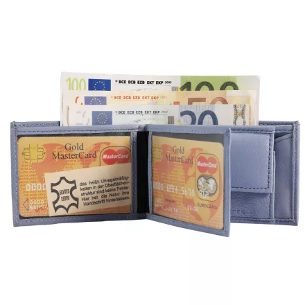 Excellanc mini pénztárca valódi bőrből, kék Druckknopfverschluss 3000084-007