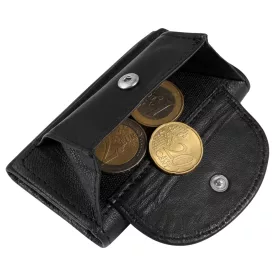   Excellanc valódi bőr mini pénztárca (kulcszseb), fekete/világosbarna