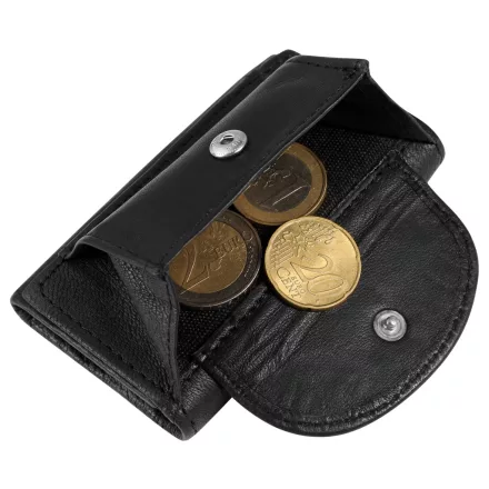 Excellanc valódi bőr mini pénztárca (kulcszseb), fekete/világosbarna