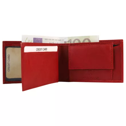 Excellanc mini pénztárca valódi bőrből, piros 3000084-009
