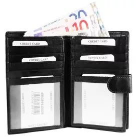   Akzent valódi bőr pénztárca, fekete Druckknopfverschluss 3000321-001