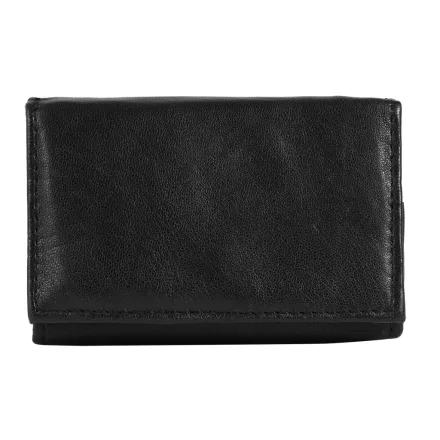 Excellanc mini pénztárca valódi bőrből, fekete/piros Druckknopfverschluss 3000170-002